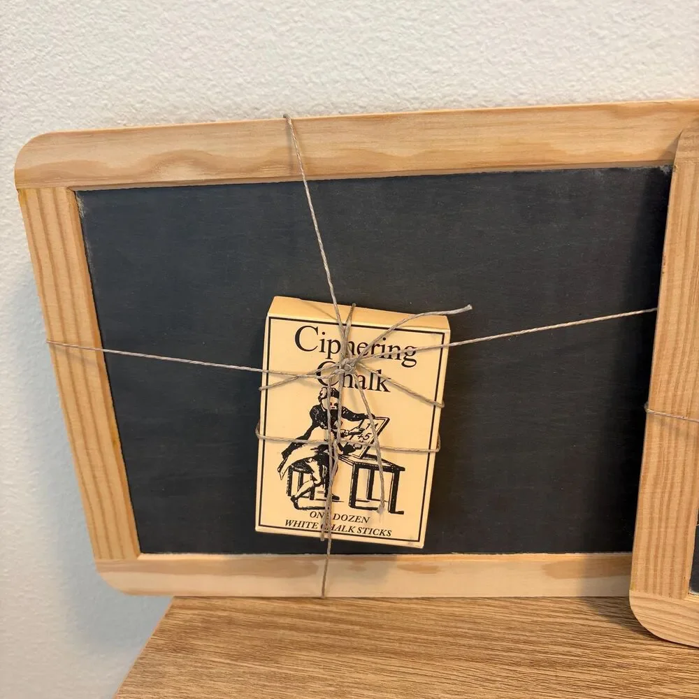 Vintage Framed Chalkboards Set of 2 w/ Original Ciphering Chalk Made in Portugal